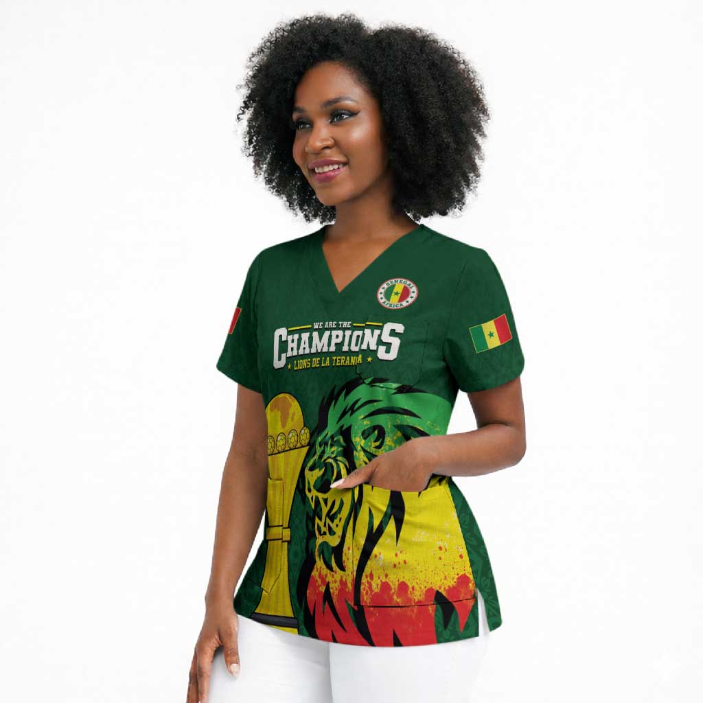 Senegal Football Champions Custom Scrub Top Lions of Teranga Rise