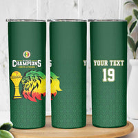 Senegal Football Champions Custom Skinny Tumbler Lions of Teranga Rise