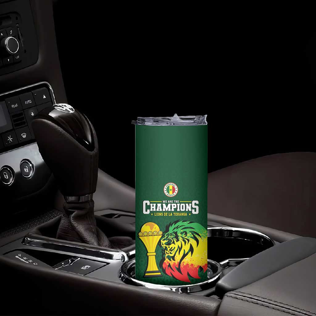 Senegal Football Champions Custom Skinny Tumbler Lions of Teranga Rise