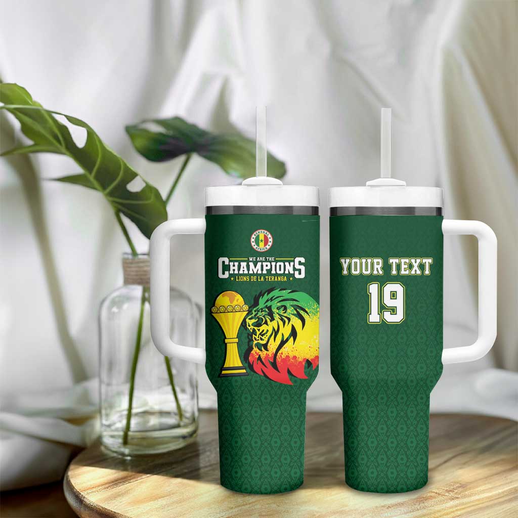 Senegal Football Champions Custom Tumbler With Handle Lions of Teranga Rise
