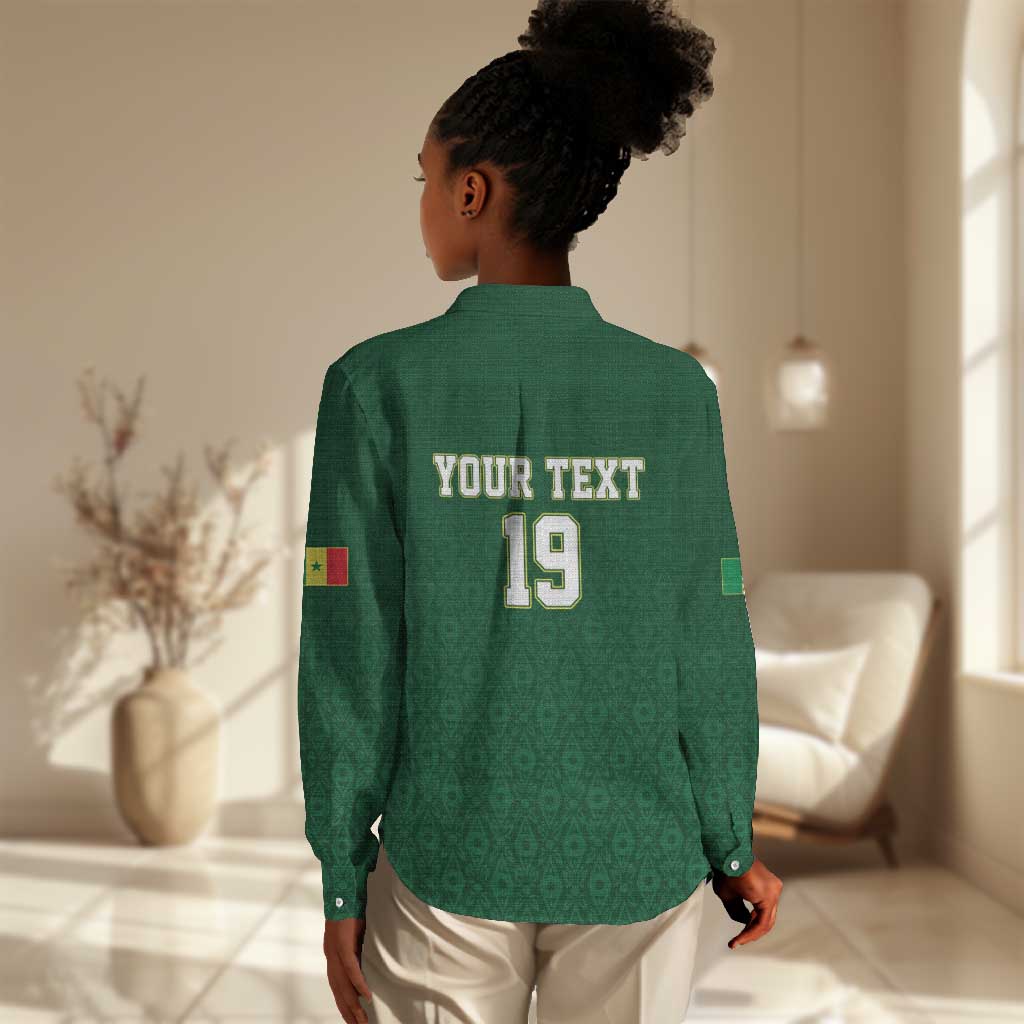Senegal Football Champions Custom Women Casual Shirt Lions of Teranga Rise