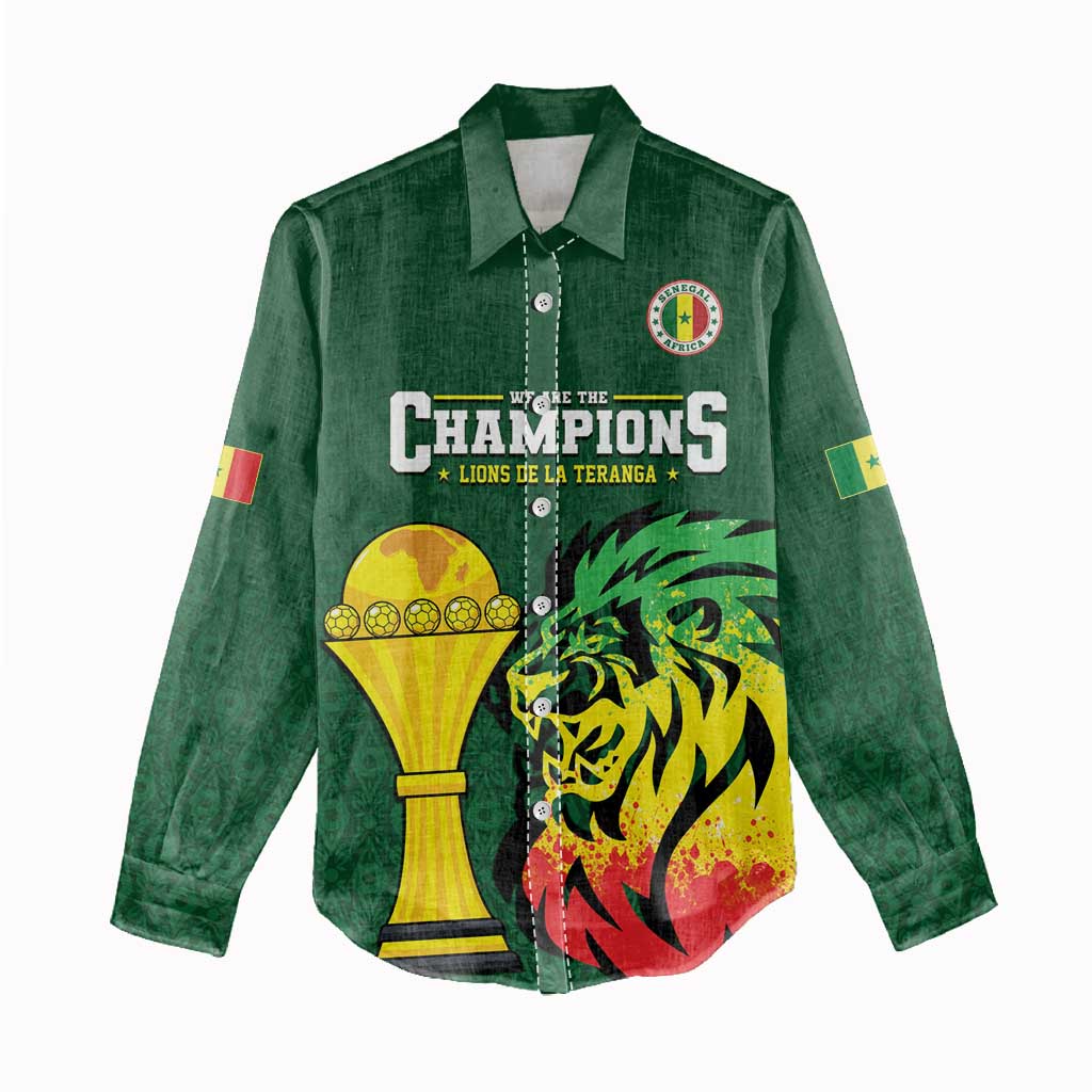 Senegal Football Champions Custom Women Casual Shirt Lions of Teranga Rise