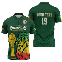 Senegal Football Champions Custom Zipper Polo Shirt Lions of Teranga Rise