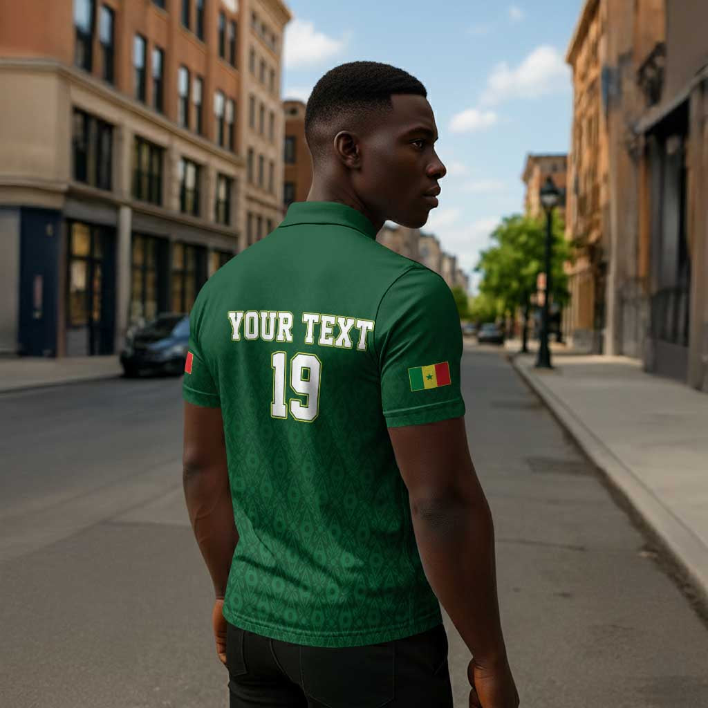 Senegal Football Champions Custom Zipper Polo Shirt Lions of Teranga Rise