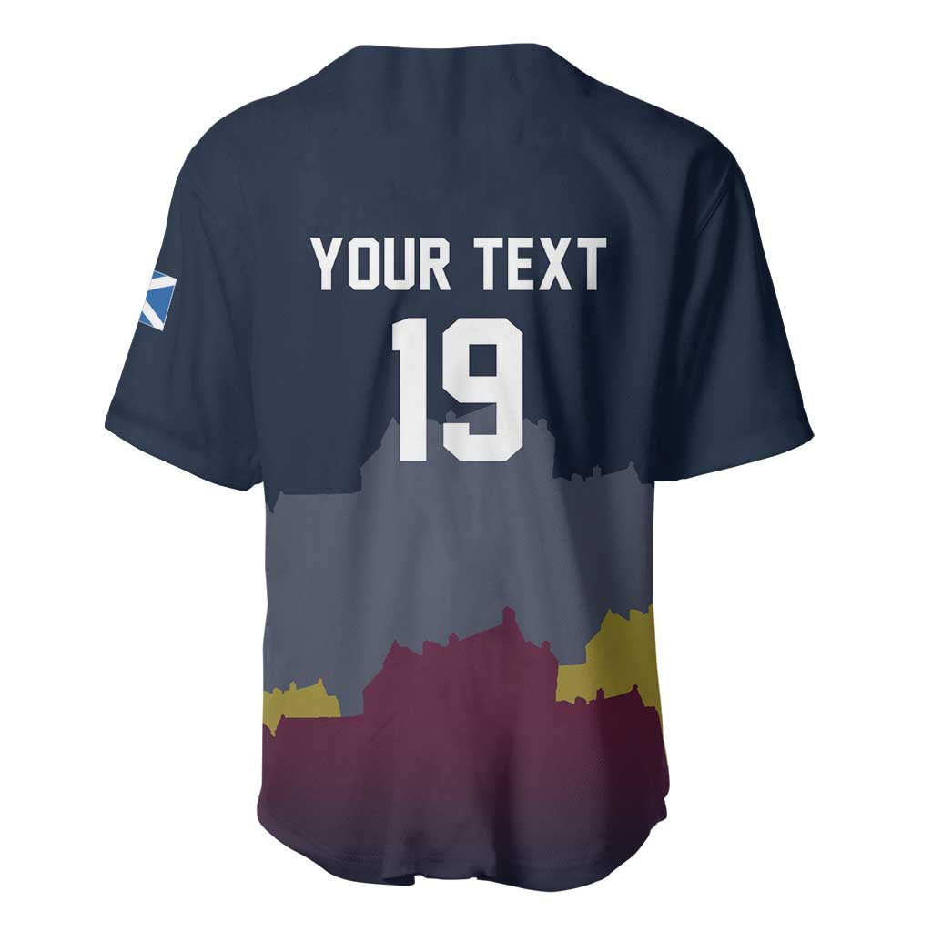 Custom Scotland Football Baseball Jersey William Wallace Statue Edinburgh Castle Art