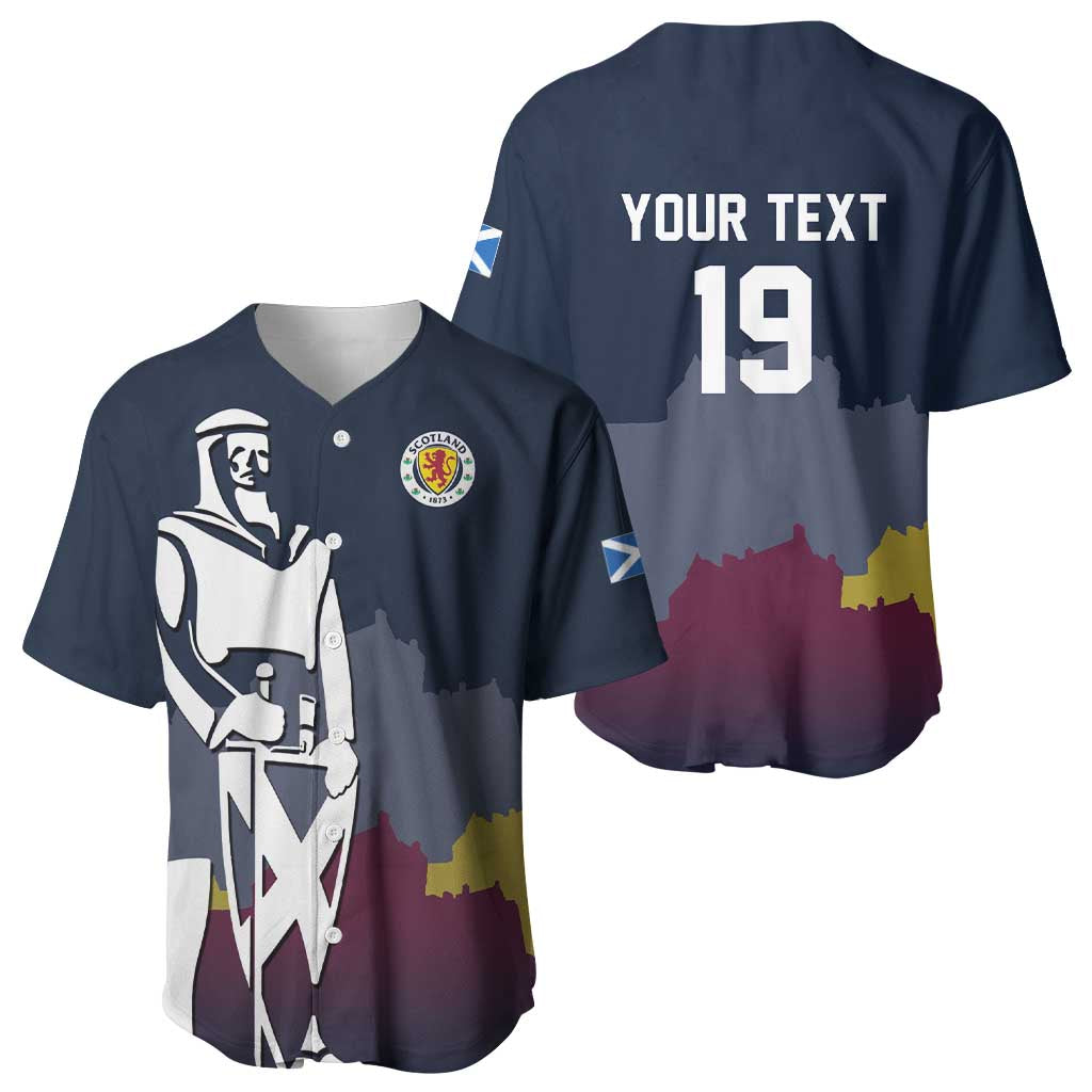 Custom Scotland Football Baseball Jersey William Wallace Statue Edinburgh Castle Art