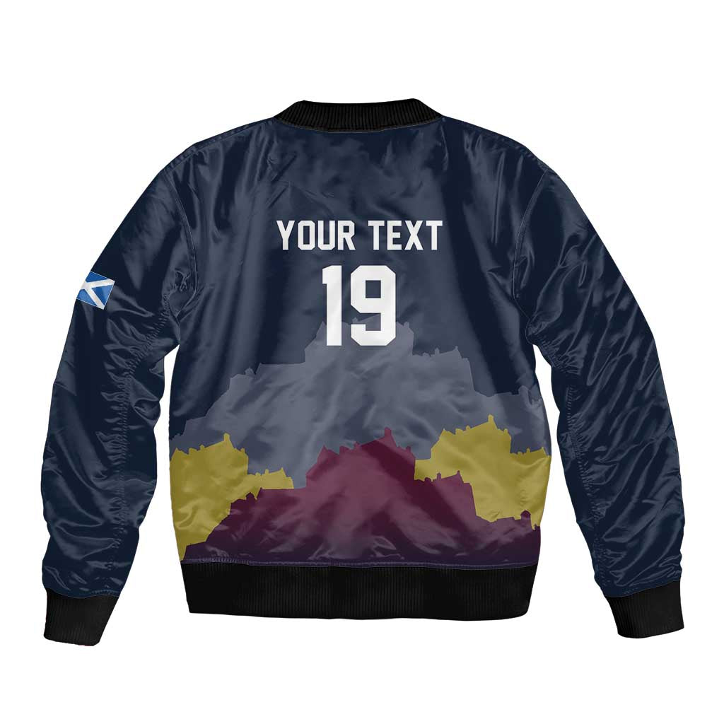 Custom Scotland Football Bomber Jacket William Wallace Statue Edinburgh Castle Art