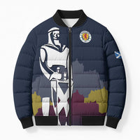 Custom Scotland Football Bomber Puffer Jacket William Wallace Statue Edinburgh Castle Art