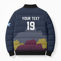 Custom Scotland Football Bomber Puffer Jacket William Wallace Statue Edinburgh Castle Art