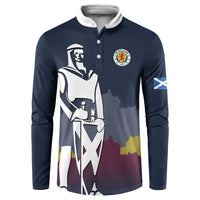 Custom Scotland Football Button Sweatshirt William Wallace Statue Edinburgh Castle Art