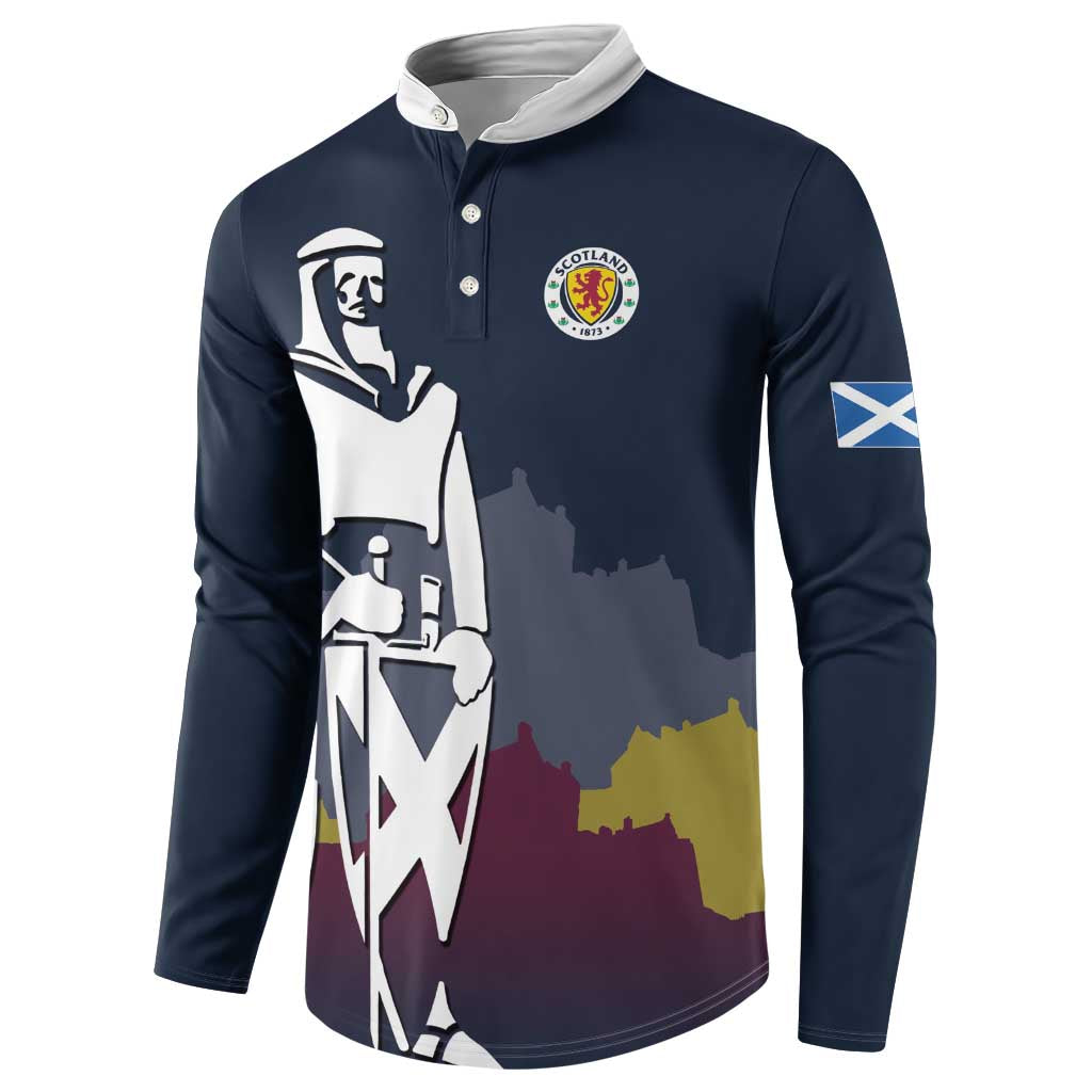 Custom Scotland Football Button Sweatshirt William Wallace Statue Edinburgh Castle Art