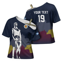 Custom Scotland Football Cross Shoulder Shirt William Wallace Statue Edinburgh Castle Art