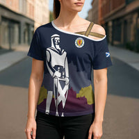 Custom Scotland Football Cross Shoulder Shirt William Wallace Statue Edinburgh Castle Art