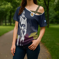 Custom Scotland Football Cross Shoulder Shirt William Wallace Statue Edinburgh Castle Art