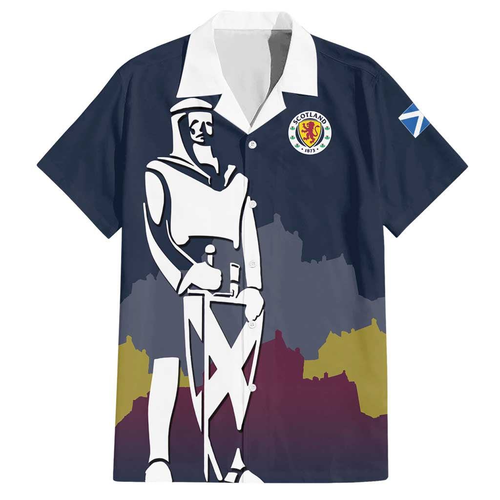 Custom Scotland Football Hawaiian Shirt William Wallace Statue Edinburgh Castle Art
