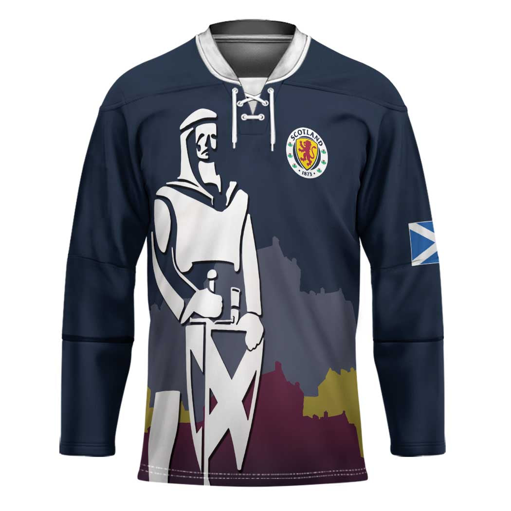 Custom Scotland Football Hockey Jersey William Wallace Statue Edinburgh Castle Art