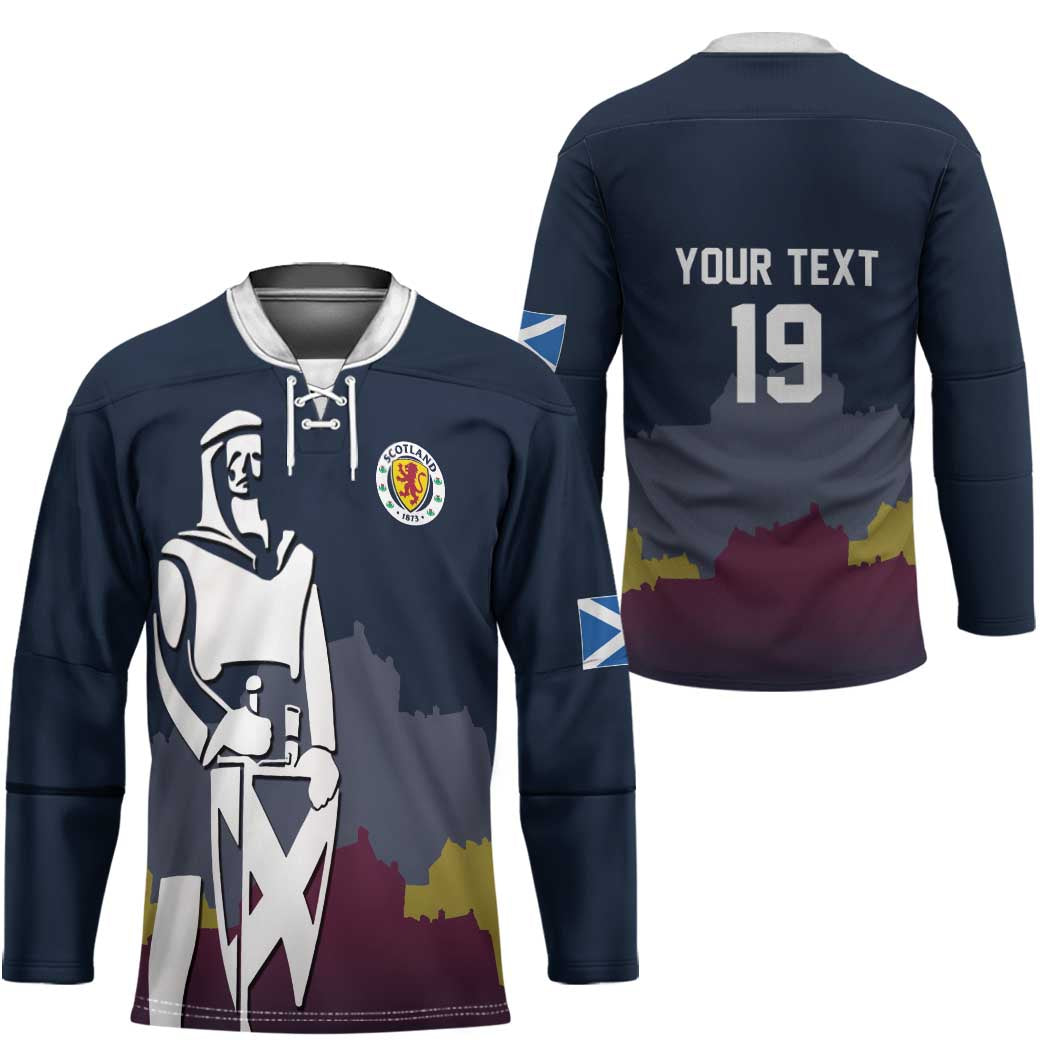 Custom Scotland Football Hockey Jersey William Wallace Statue Edinburgh Castle Art