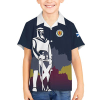 Custom Scotland Football Kid Hawaiian Shirt William Wallace Statue Edinburgh Castle Art