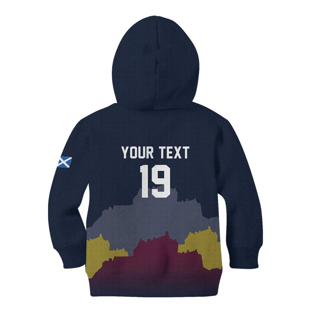 Custom Scotland Football Kid Hoodie William Wallace Statue Edinburgh Castle Art