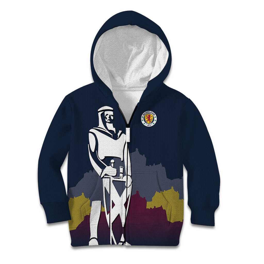 Custom Scotland Football Kid Hoodie William Wallace Statue Edinburgh Castle Art