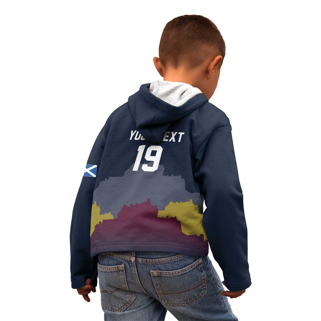 Custom Scotland Football Kid Hoodie William Wallace Statue Edinburgh Castle Art