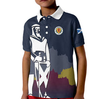 Custom Scotland Football Kid Polo Shirt William Wallace Statue Edinburgh Castle Art