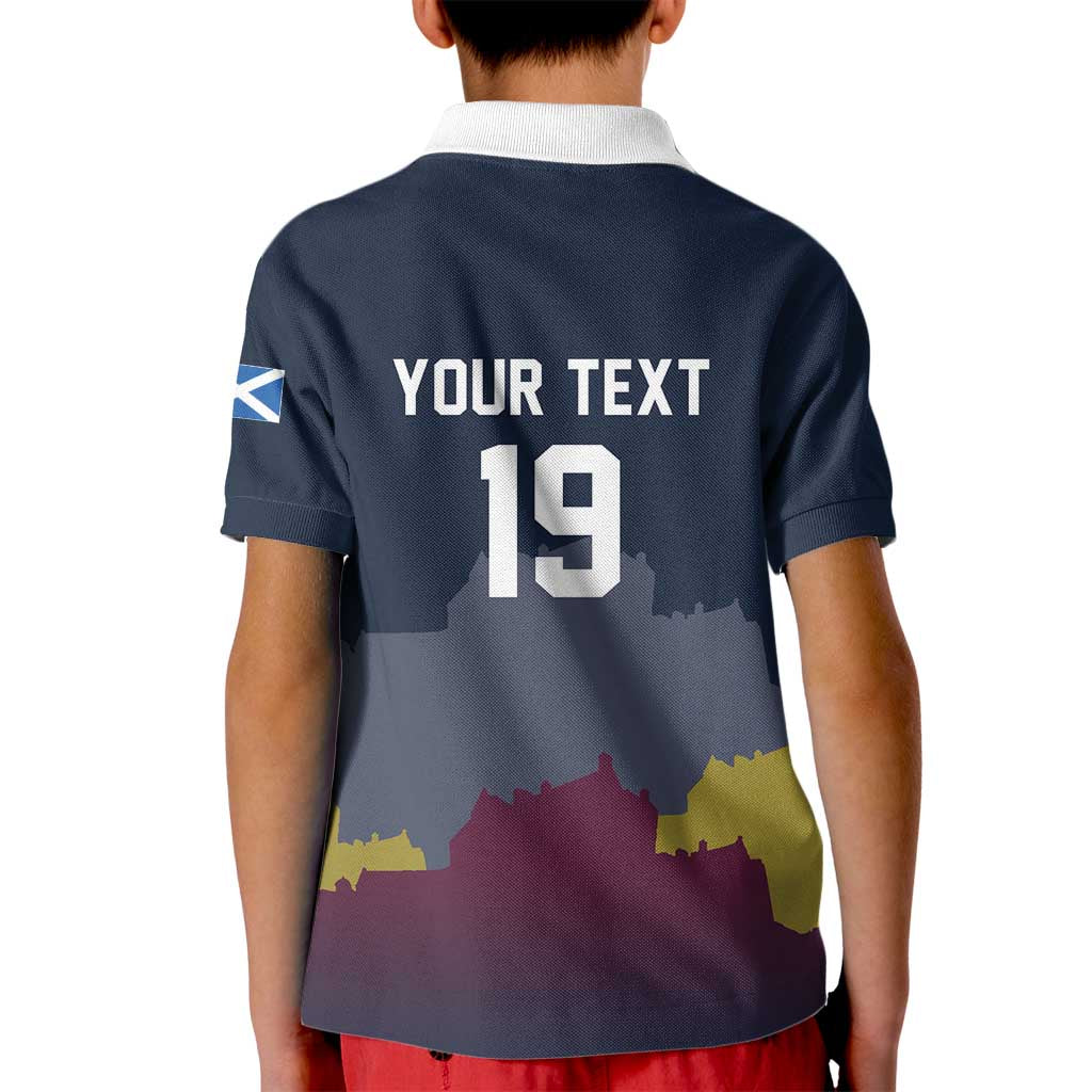 Custom Scotland Football Kid Polo Shirt William Wallace Statue Edinburgh Castle Art