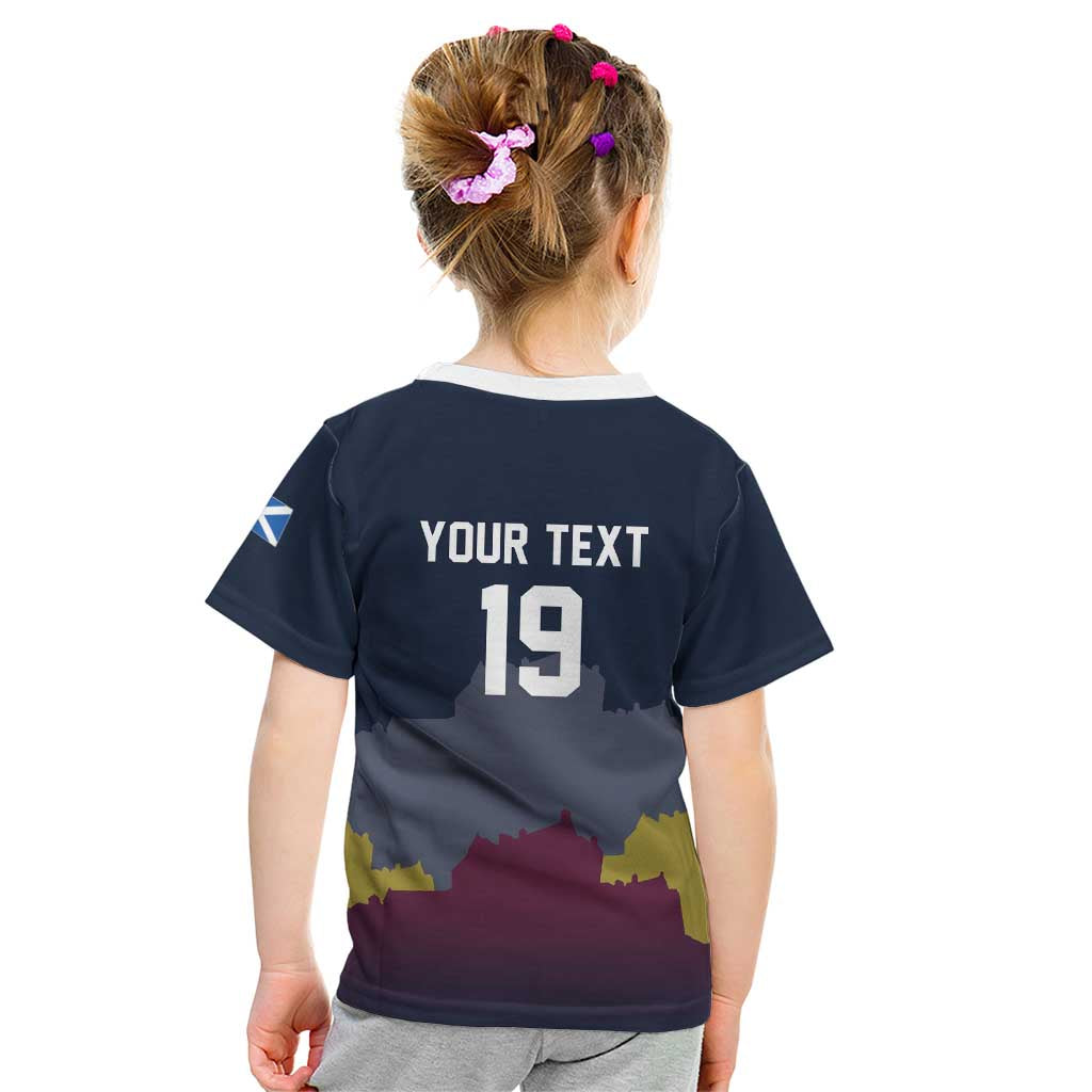Custom Scotland Football Kid T Shirt William Wallace Statue Edinburgh Castle Art