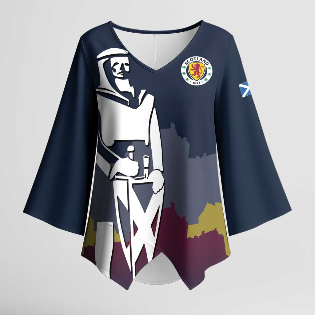 Custom Scotland Football Kimono Sleeve Blouse William Wallace Statue Edinburgh Castle Art
