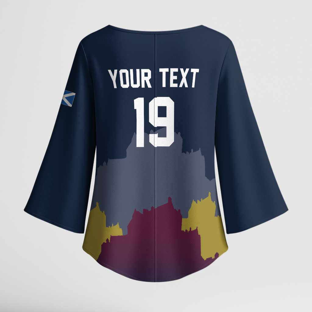 Custom Scotland Football Kimono Sleeve Blouse William Wallace Statue Edinburgh Castle Art