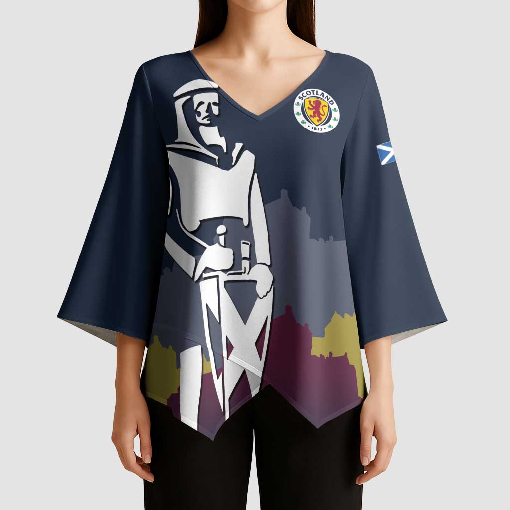 Custom Scotland Football Kimono Sleeve Blouse William Wallace Statue Edinburgh Castle Art