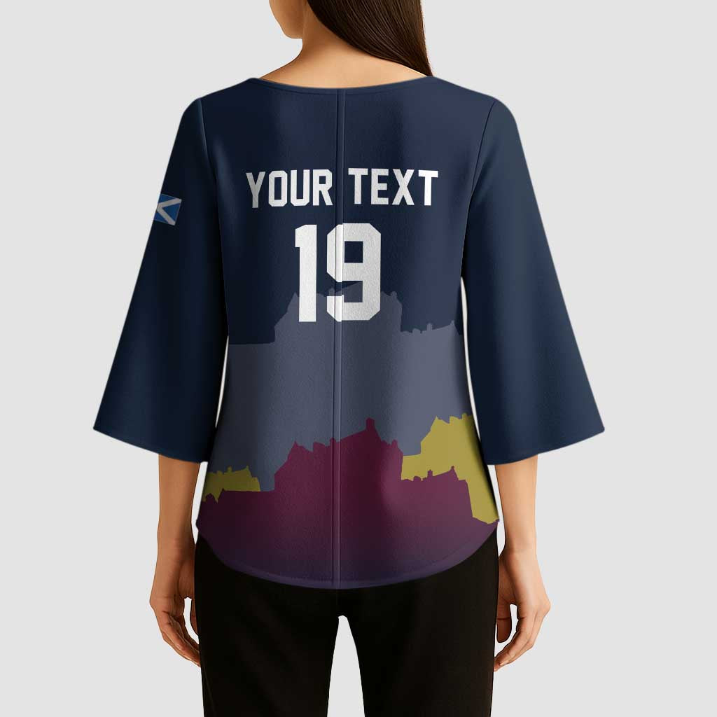Custom Scotland Football Kimono Sleeve Blouse William Wallace Statue Edinburgh Castle Art