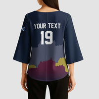 Custom Scotland Football Kimono Sleeve Blouse William Wallace Statue Edinburgh Castle Art