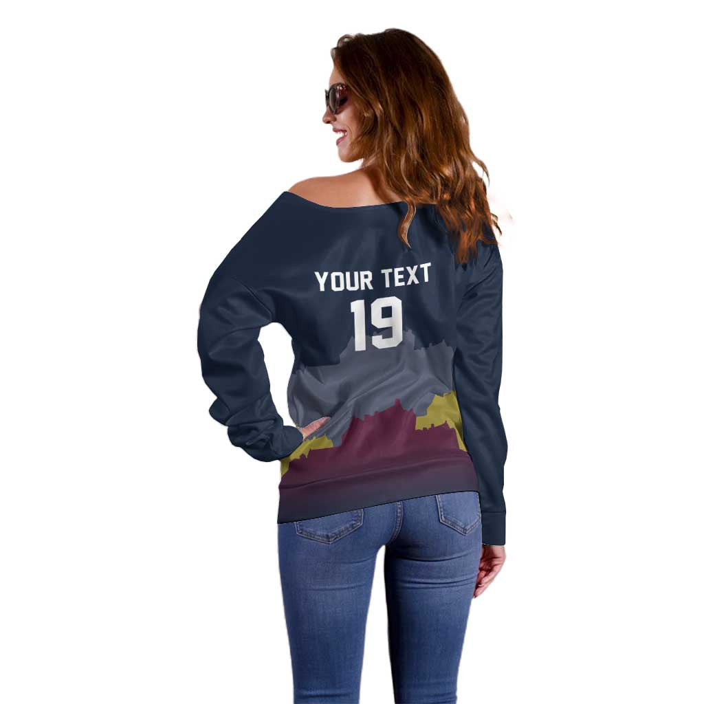 Custom Scotland Football Off Shoulder Sweater William Wallace Statue Edinburgh Castle Art