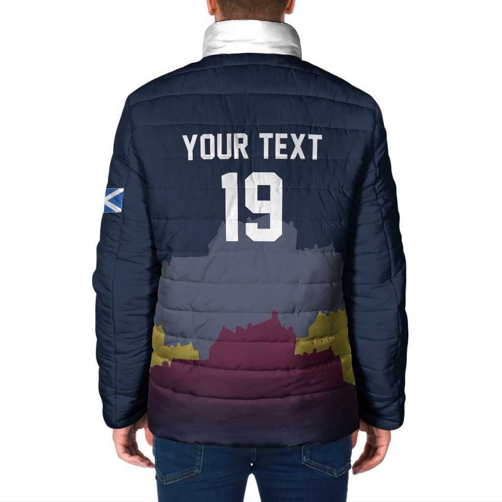 Custom Scotland Football Padded Jacket William Wallace Statue Edinburgh Castle Art