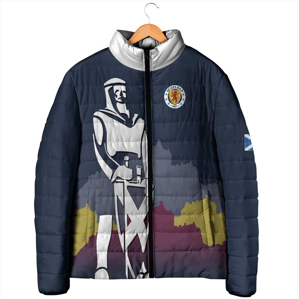 Custom Scotland Football Padded Jacket William Wallace Statue Edinburgh Castle Art