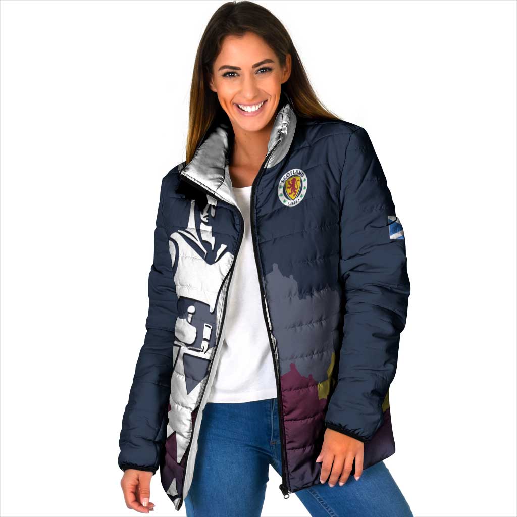 Custom Scotland Football Padded Jacket William Wallace Statue Edinburgh Castle Art