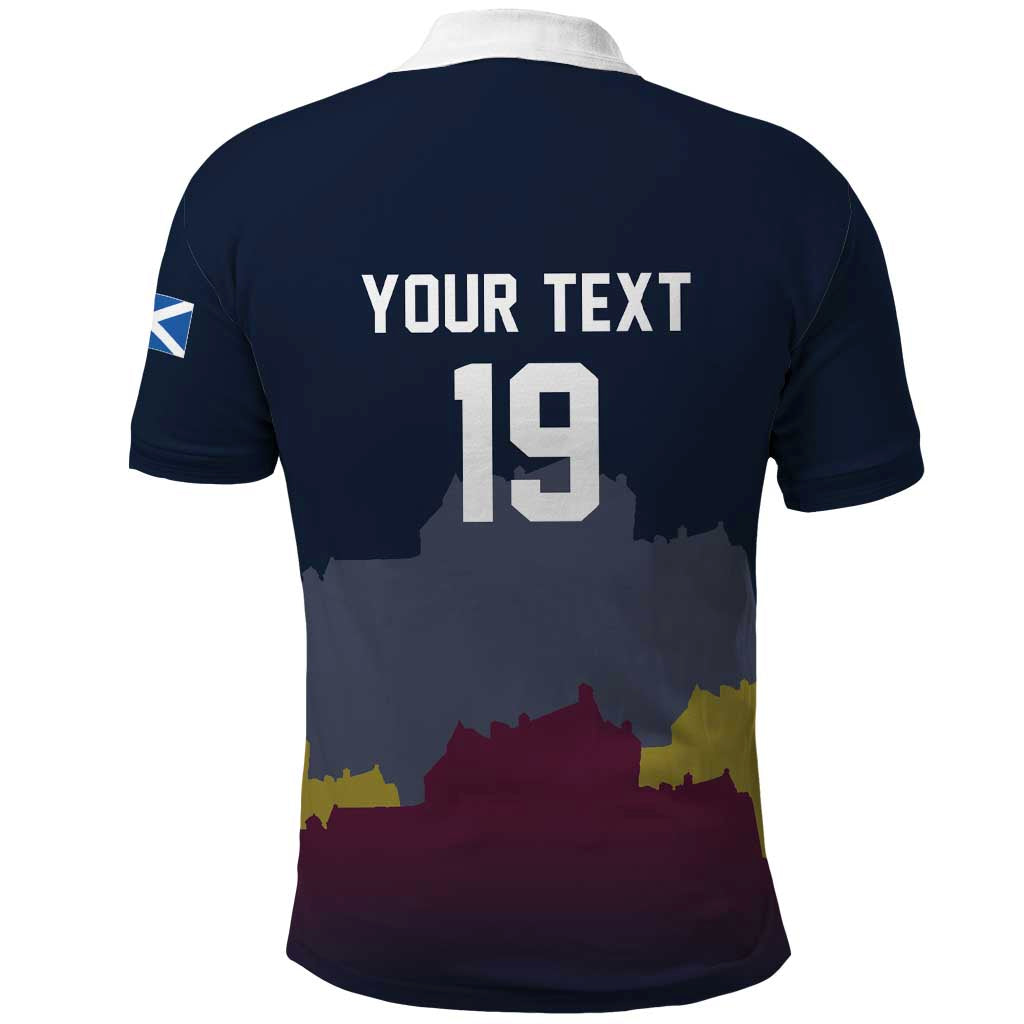 Custom Scotland Football Polo Shirt William Wallace Statue Edinburgh Castle Art