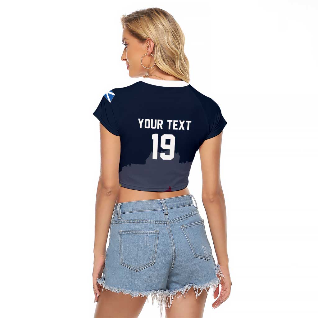Custom Scotland Football Raglan Cropped T Shirt William Wallace Statue Edinburgh Castle Art