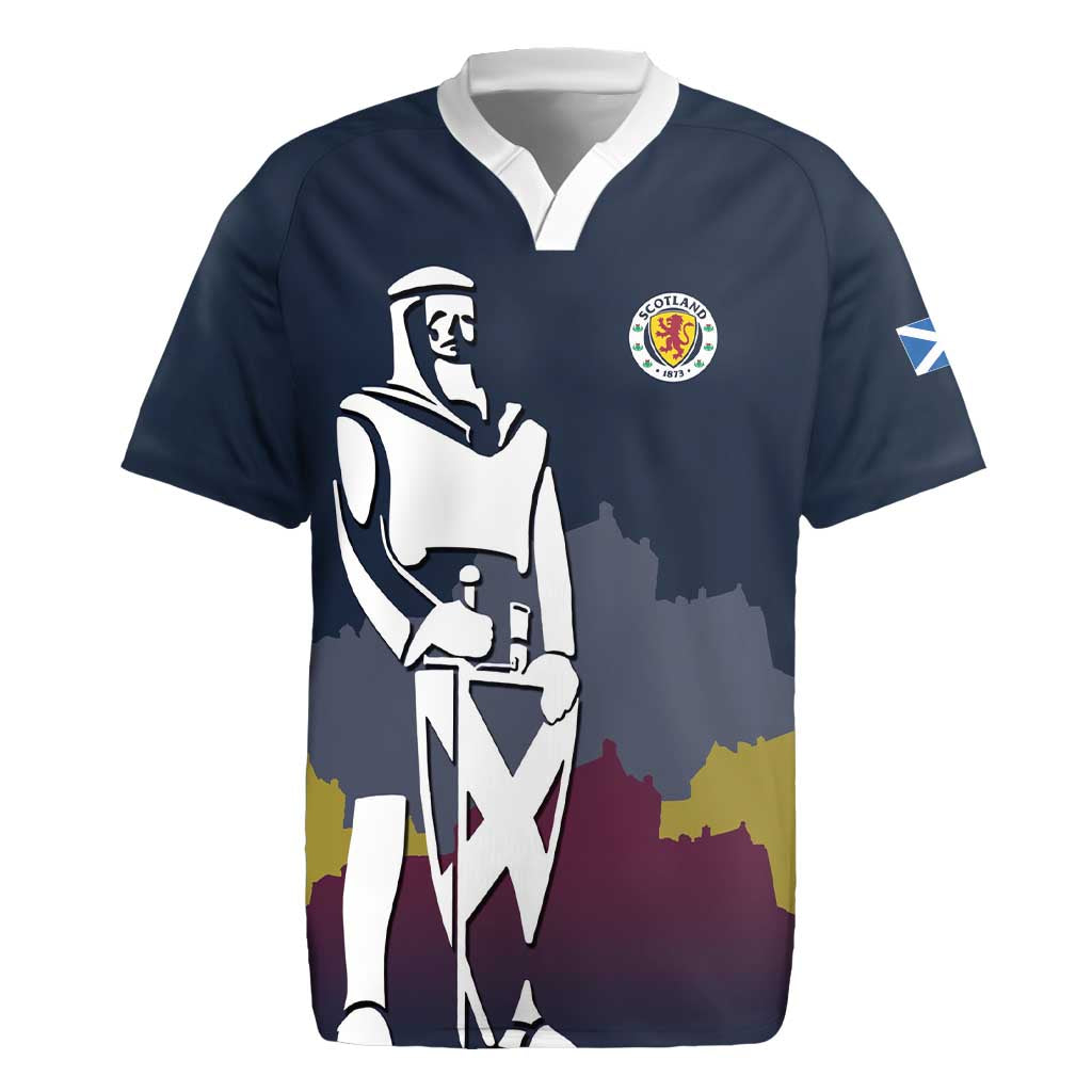 Custom Scotland Football Rugby Jersey William Wallace Statue Edinburgh Castle Art