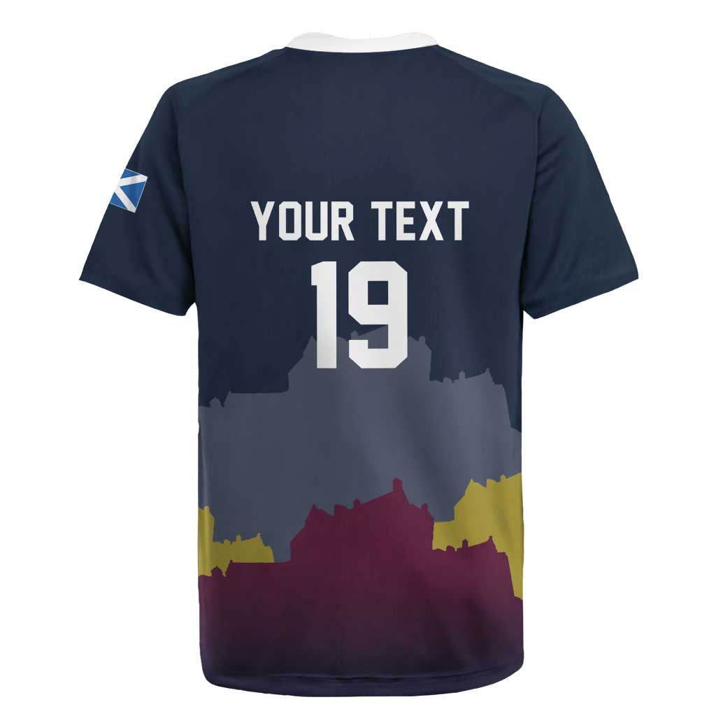 Custom Scotland Football Rugby Jersey William Wallace Statue Edinburgh Castle Art