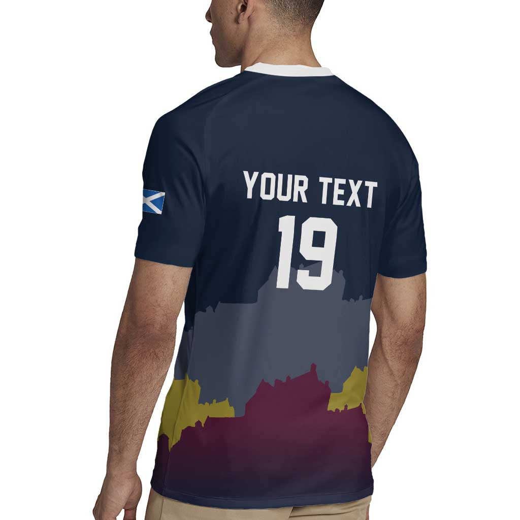 Custom Scotland Football Rugby Jersey William Wallace Statue Edinburgh Castle Art