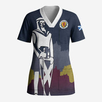 Custom Scotland Football Scrub Top William Wallace Statue Edinburgh Castle Art