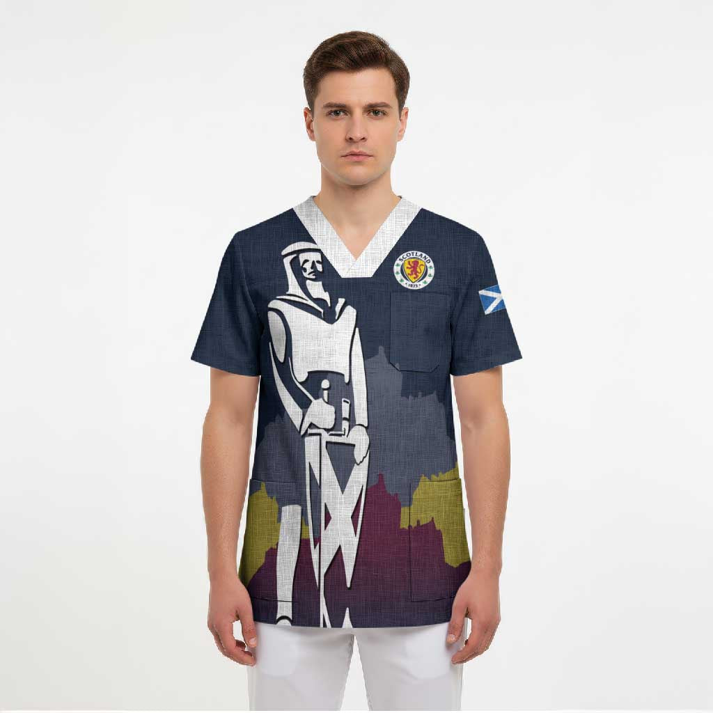 Custom Scotland Football Scrub Top William Wallace Statue Edinburgh Castle Art