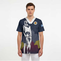 Custom Scotland Football Scrub Top William Wallace Statue Edinburgh Castle Art