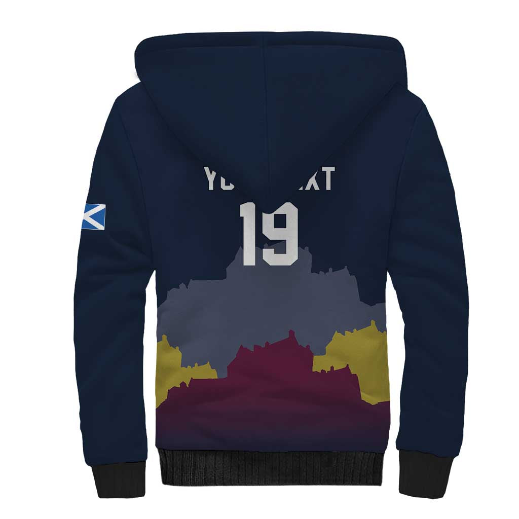 Custom Scotland Football Sherpa Hoodie William Wallace Statue Edinburgh Castle Art