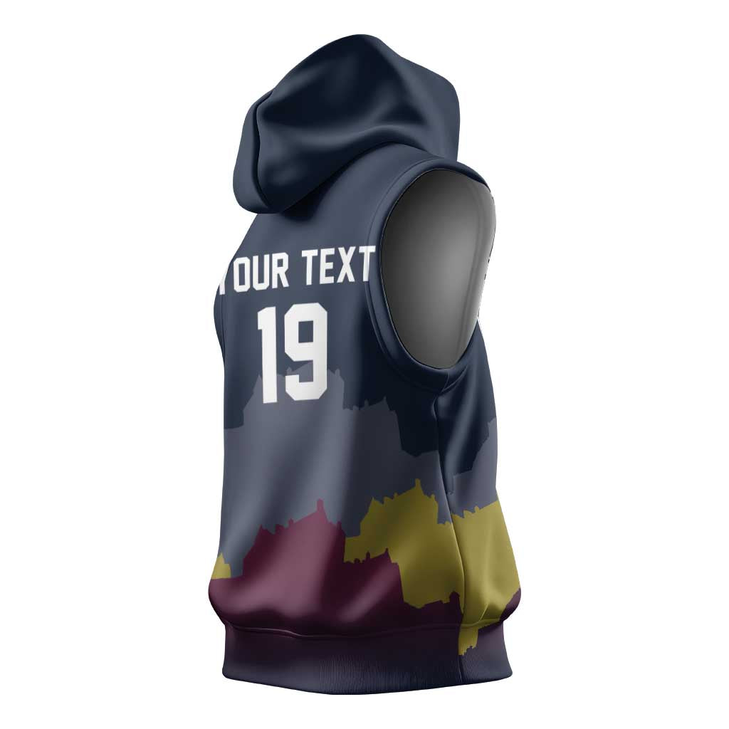 Custom Scotland Football Sleeveless Hoodie William Wallace Statue Edinburgh Castle Art