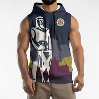 Custom Scotland Football Sleeveless Hoodie William Wallace Statue Edinburgh Castle Art