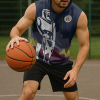 Custom Scotland Football Sleeveless Hoodie William Wallace Statue Edinburgh Castle Art
