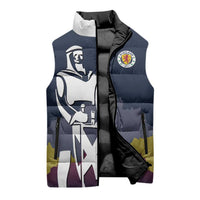 Custom Scotland Football Sleeveless Puffer Jacket William Wallace Statue Edinburgh Castle Art